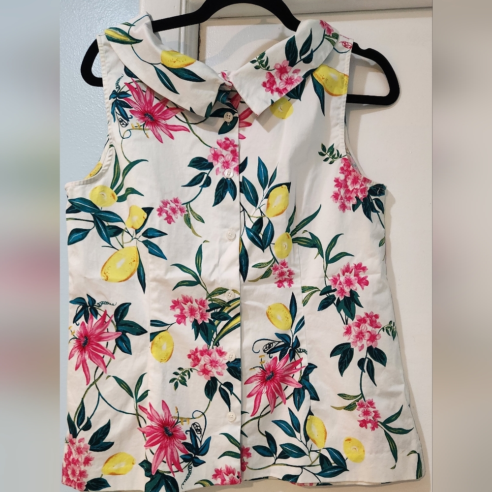 Women's RSVP Talbots Lemon Blouse Top Audrey Shell, Size 12 - Picture 5 of 6